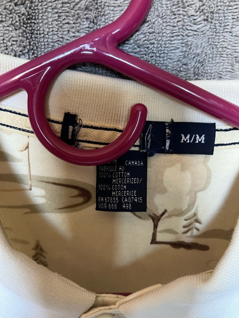 & Other Stories White Cotton Polo with Subtle Beige Print - M/M